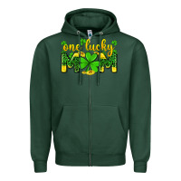 Sports Green one lucky mom Zipper Hoodie - Zillion Design Studio