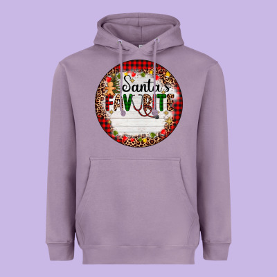 Custom Name Santas Favorite Nurse Heavyweight Hoodie Designed By Adodesignshop