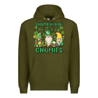 Army Green shamrock with my gnomies Premium Hoodie - MaliasSmallBusiness