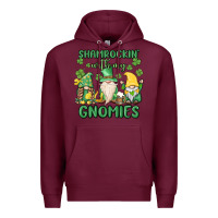Burgundy shamrock with my gnomies Premium Hoodie - MaliasSmallBusiness