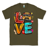 Army Green love school bus Classic Tee - texasbilliewilder