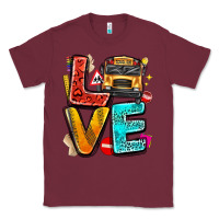 Burgundy love school bus Classic Tee - texasbilliewilder
