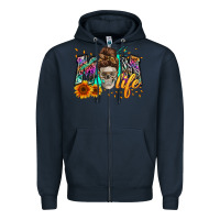Navy mom life with skull Zipper Hoodie - Zillion Design Studio