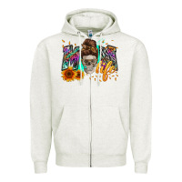 Oatmeal Heather mom life with skull Zipper Hoodie - Zillion Design Studio