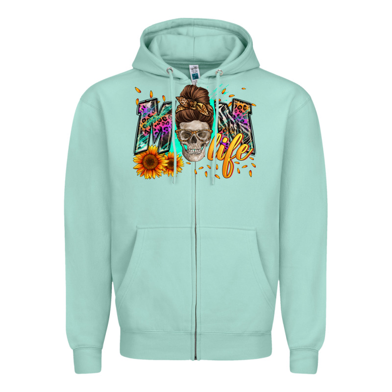 Mom Life With Skull Zipper Hoodie by Zillion Design Studio | Teevron