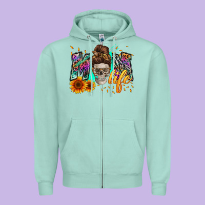 Mom Life With Skull Zipper Hoodie Designed By Zillion Design Studio