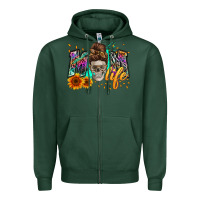 Sports Green mom life with skull Zipper Hoodie - Zillion Design Studio