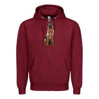 Burgundy german shepherd Zipper Hoodie - RanaPortraitStore