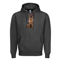Charcoal Heather german shepherd Zipper Hoodie - RanaPortraitStore