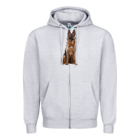 Heather Grey german shepherd Zipper Hoodie - RanaPortraitStore