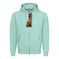 Seafoam german shepherd Zipper Hoodie - RanaPortraitStore