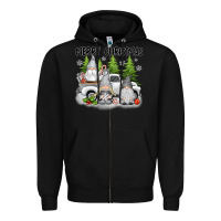 Black merry christmas gnomies Zipper Hoodie - texasbilliewilder
