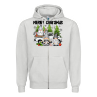 Dove Grey merry christmas gnomies Zipper Hoodie - texasbilliewilder
