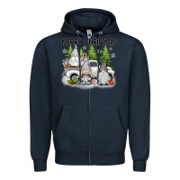 Navy merry christmas gnomies Zipper Hoodie - texasbilliewilder