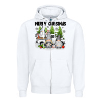 White merry christmas gnomies Zipper Hoodie - texasbilliewilder