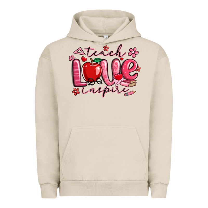 Teach Love Inspire Valentines Day Urban Hoodie by MaliasSmallBusiness | Teevron