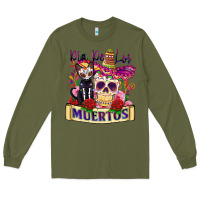 Army Green dia de los muertos Long Sleeve Tee - Zillion Design Studio
