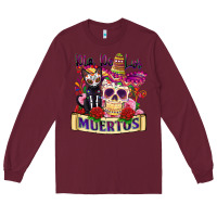 Burgundy dia de los muertos Long Sleeve Tee - Zillion Design Studio