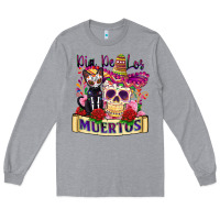 Heather Grey dia de los muertos Long Sleeve Tee - Zillion Design Studio