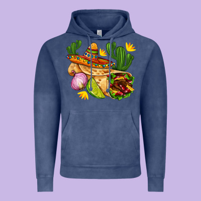 Burrito  With Sombrero And Union With Cactus Vintage Hoodie Designed By Adodesignshop