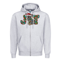 Heather Grey french bulldog christmas joy Zipper Hoodie - RanaPortraitStore