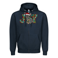 Navy french bulldog christmas joy Zipper Hoodie - RanaPortraitStore