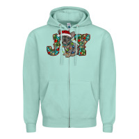 Seafoam french bulldog christmas joy Zipper Hoodie - RanaPortraitStore