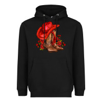 Black valentines day cowboy boots red  and roses Heavyweight Hoodie - AdoDesignShop