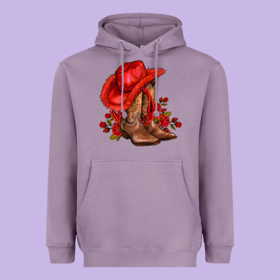 Valentines Day Cowboy Boots Red  And Roses Heavyweight Hoodie Designed By Adodesignshop