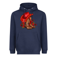 Navy valentines day cowboy boots red  and roses Heavyweight Hoodie - AdoDesignShop