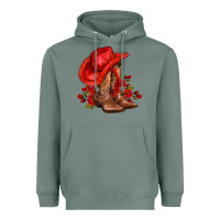 Sage valentines day cowboy boots red  and roses Heavyweight Hoodie - AdoDesignShop