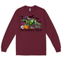Burgundy T-Rex Trick Rawr Treat Long Sleeve Tee - RanaPortraitStore