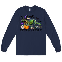 Navy T-Rex Trick Rawr Treat Long Sleeve Tee - RanaPortraitStore