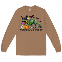 Toasted Coconut T-Rex Trick Rawr Treat Long Sleeve Tee - RanaPortraitStore