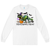 White T-Rex Trick Rawr Treat Long Sleeve Tee - RanaPortraitStore