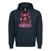 Navy brest cancer warrior afro messy bun Zipper Hoodie - texasbilliewilder