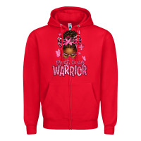 Red brest cancer warrior afro messy bun Zipper Hoodie - texasbilliewilder