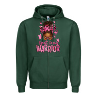 Sports Green brest cancer warrior afro messy bun Zipper Hoodie - texasbilliewilder