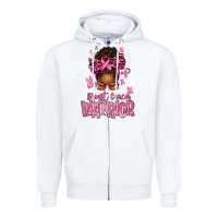 White brest cancer warrior afro messy bun Zipper Hoodie - texasbilliewilder