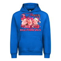 Cobalt Happy Hallothanksmas Pigs pink Urban Hoodie - NancyCooperArtShop