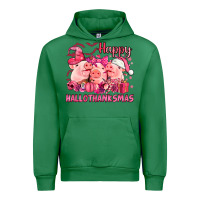 Emerald Happy Hallothanksmas Pigs pink Urban Hoodie - NancyCooperArtShop