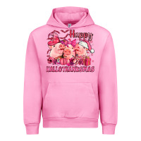 Fuchsia Pink Happy Hallothanksmas Pigs pink Urban Hoodie - NancyCooperArtShop