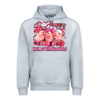 Heather Grey Happy Hallothanksmas Pigs pink Urban Hoodie - NancyCooperArtShop
