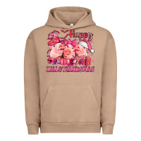 Pigment Burro Happy Hallothanksmas Pigs pink Urban Hoodie - NancyCooperArtShop