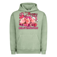 Pigment Oil Green Happy Hallothanksmas Pigs pink Urban Hoodie - NancyCooperArtShop
