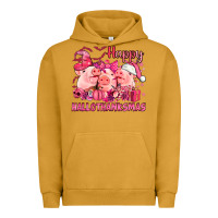 Pigment Peanut Butter Happy Hallothanksmas Pigs pink Urban Hoodie - NancyCooperArtShop