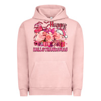 Pigment Salmon Happy Hallothanksmas Pigs pink Urban Hoodie - NancyCooperArtShop