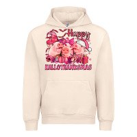 Sandshell Happy Hallothanksmas Pigs pink Urban Hoodie - NancyCooperArtShop