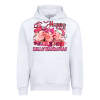 White Happy Hallothanksmas Pigs pink Urban Hoodie - NancyCooperArtShop