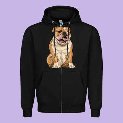 English Bulldog Zipper Hoodie Designed By Ranaportraitstore